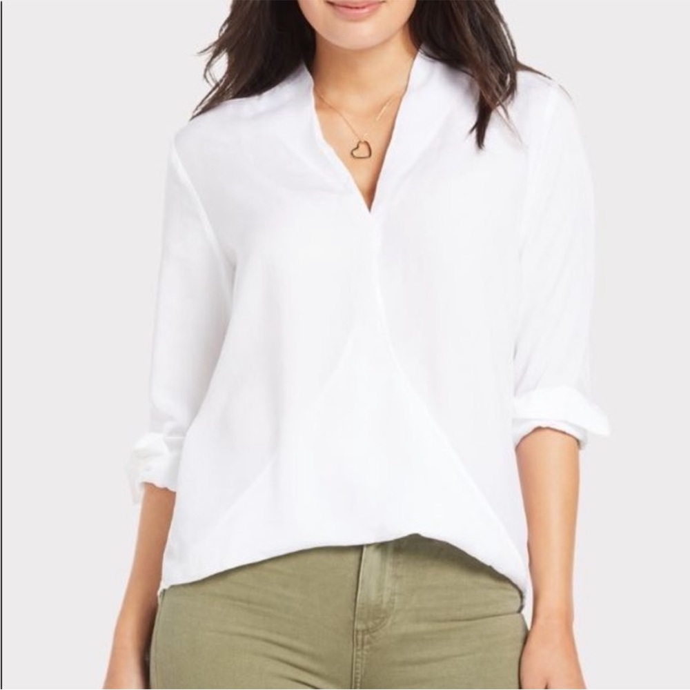 Cloth & Stone White Drape Wrap Front Long Sleeve Blouse Size XS